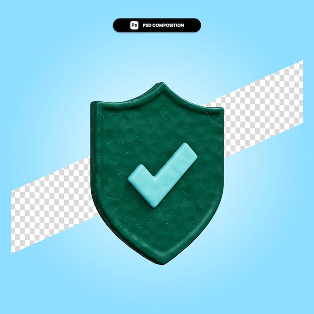 Shield 3d render illustration isolated