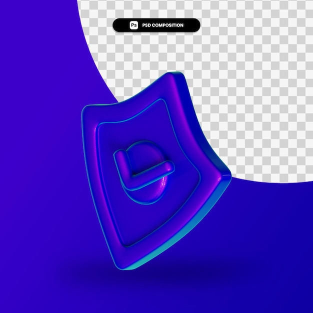 PSD shield 3d render illustration isolated