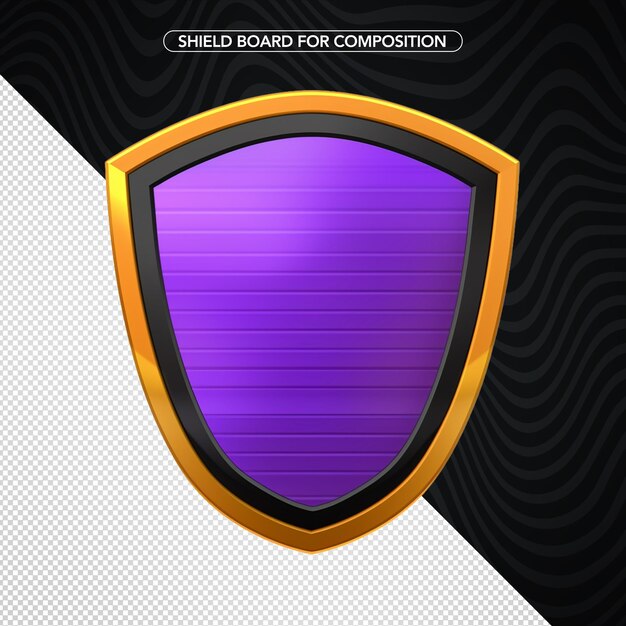 Shield board png transparent 3d object for composition