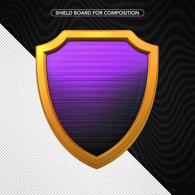 Shield board png transparent 3d object for composition