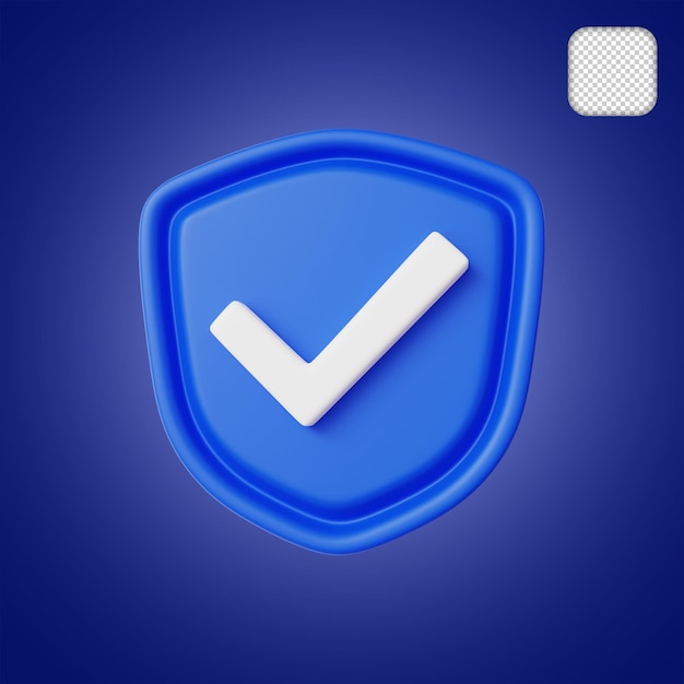 Shield check security icon 3d illustration