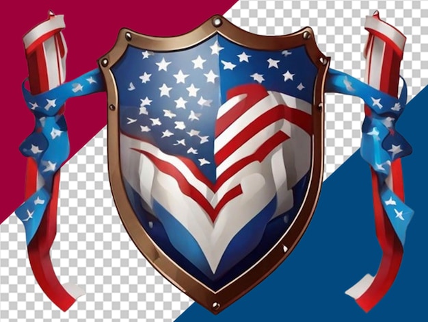 PSD uno scudo disegnato con la bandiera americana