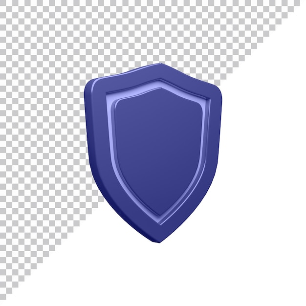 PSD shield emblem security or safety icon 3d render violet on a transparent background