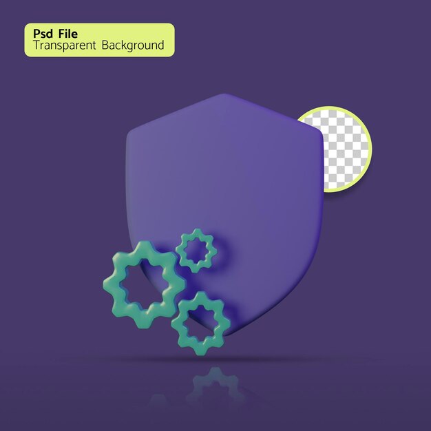 PSD shield gear icon 3d minimalist