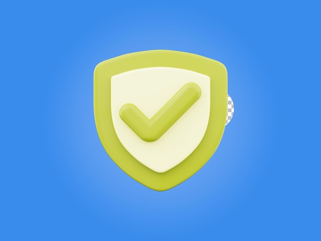 shield icon security protection symbol 3d render illustration isolated on transparent background
