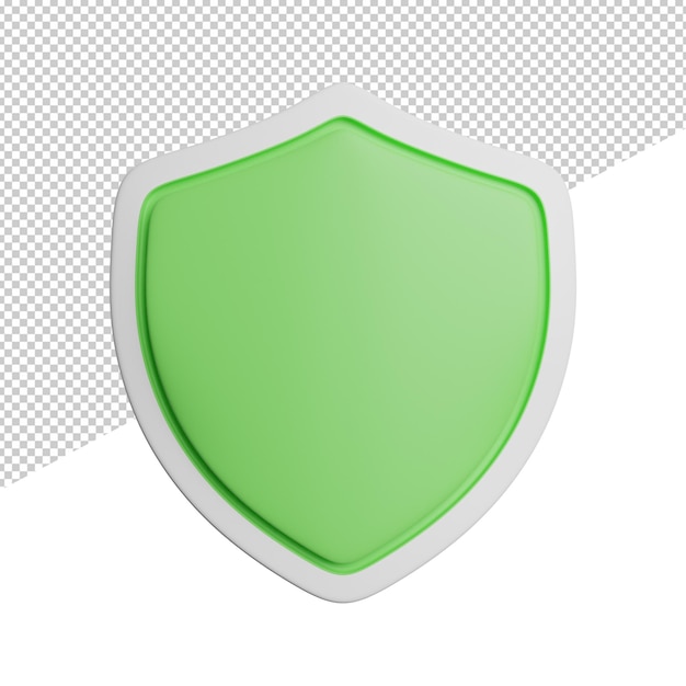 Shield secure safe vista frontale 3d rendering icona illustrazione su sfondo trasparente