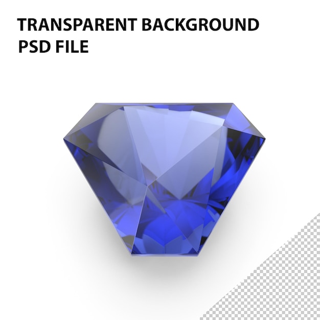 PSD shield step cut blue sapphire png