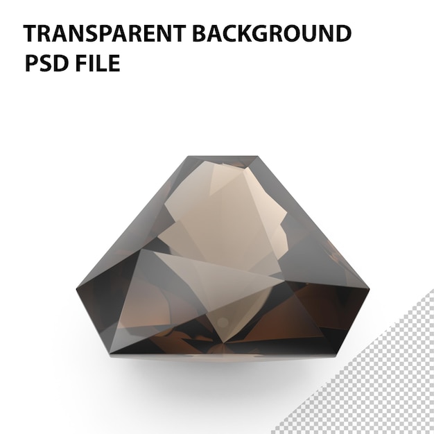 PSD shield step cut smokey topaz png