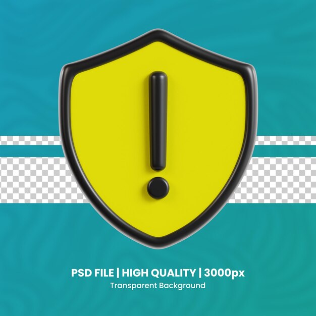 Shield warning 3d high quality render protection and security transparent background