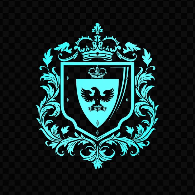 PSD a shield with a crest and the crest on the black background