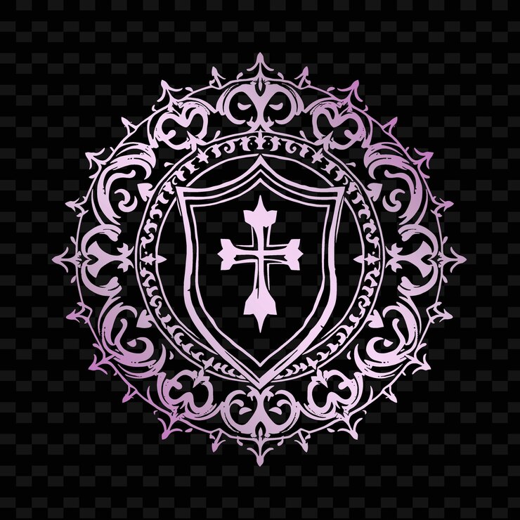PSD a shield with a cross on it and a cross on the top