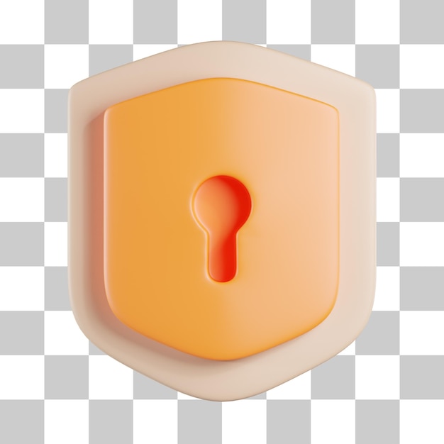 Shield with keyhole 3d icon