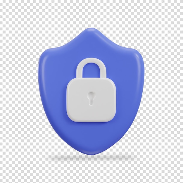 shield with padlock security icon 3d rendering vector illustration