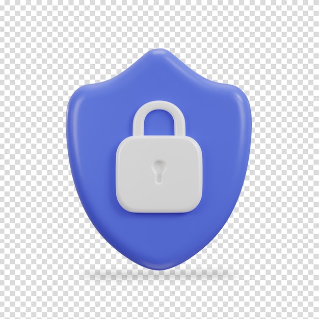 PSD shield with padlock security icon 3d rendering vector illustration