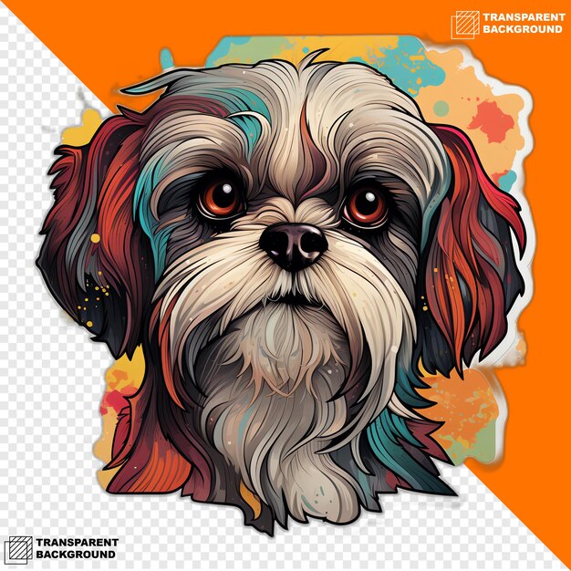 Shih tzu head digital sticker isolated on transparent background