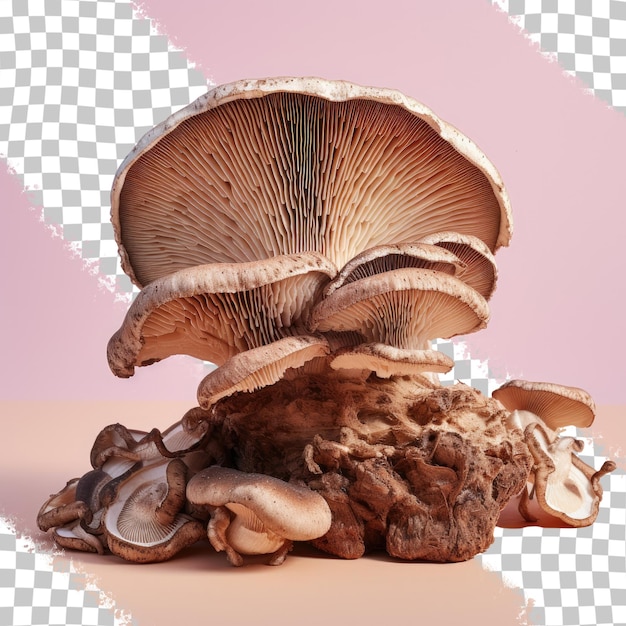 PSD shiitake mushroom dried and isolated on a transparent background