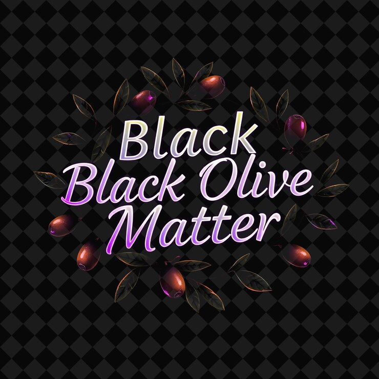PSD shimmering black olive matter text in neon black and deep purple png inspired neon food decorwi
