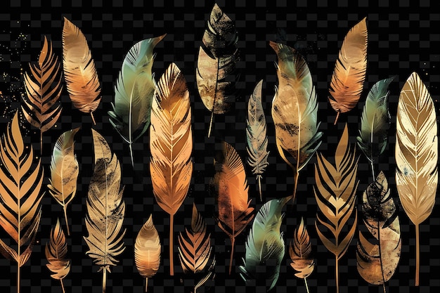 Блестящие перья деликатно сложенные формы перьев в y2k форма текстуры фон декоративного искусства