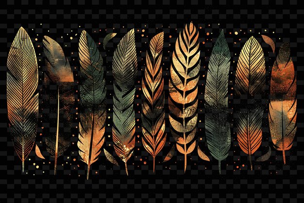 Shimmering feathers delicately layered feather shapes in the y2k texture shape background decor art