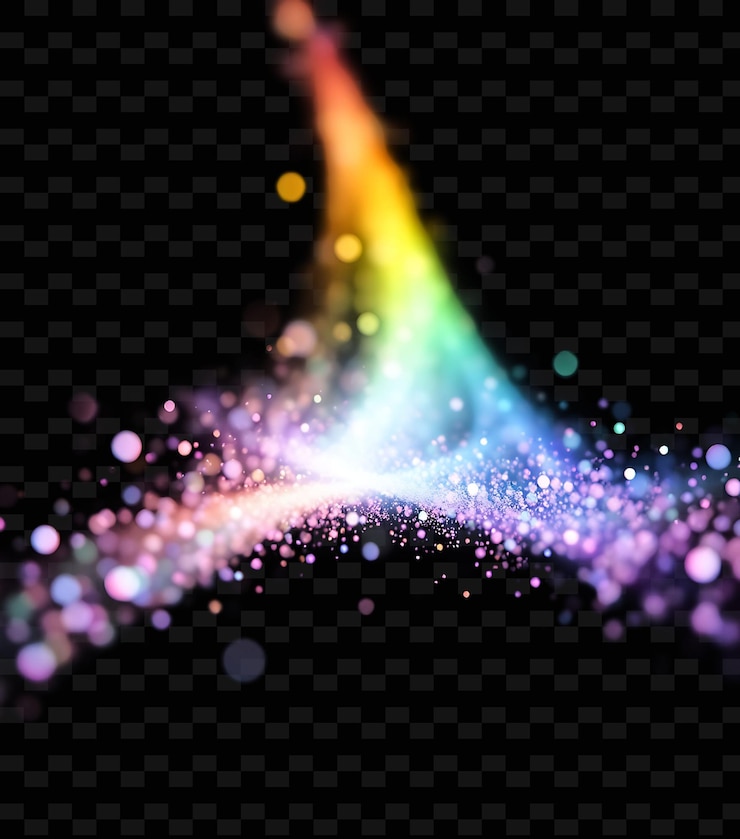PSD shimmering fermion motes delicate flecks of iridescent rainbow hue y2k neon inspired light textures