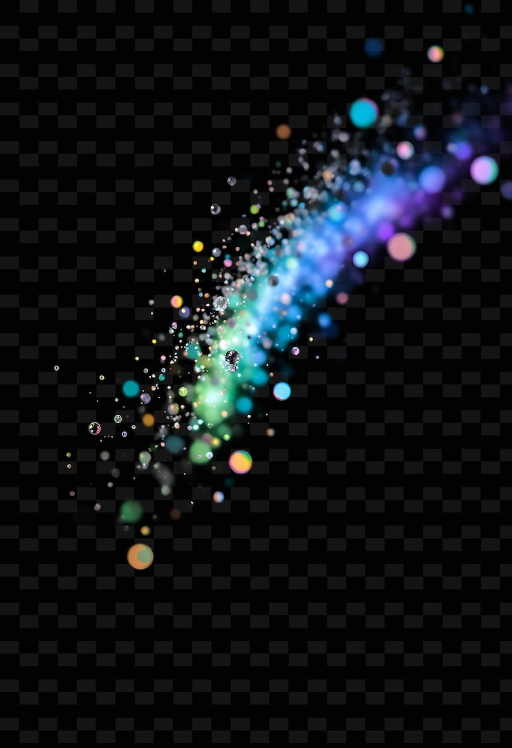 PSD shimmering fermion motes delicate flecks of iridescent rainbow hue y2k neon inspired light textures