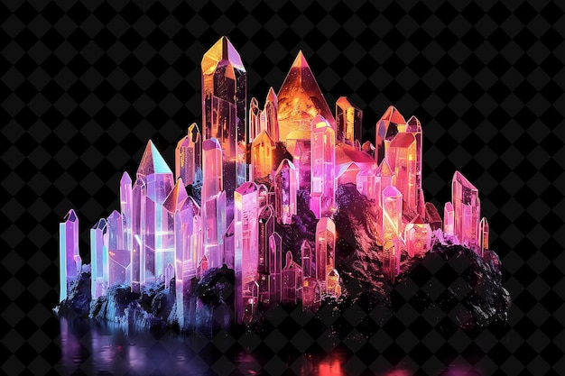 PSD shimmering gummy bear castle constructed with fragmented gum neon color food drink y2k collection