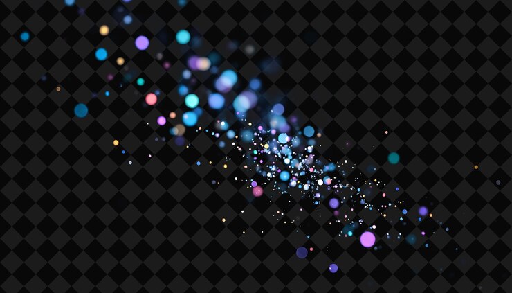 PSD shimmering hadron motes delicate flecks of iridescent rainbow y2k inspired neon background