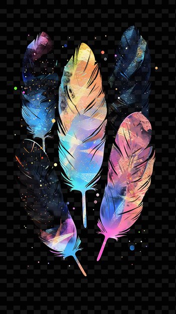 PSD shimmering holographic feathers layered feather collage text y2k texture shape background decor art
