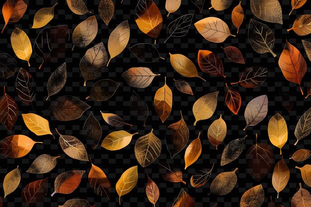 PSD foglie scintillanti, forme di foglie sparse e stratificate nella s y2k texture shape background decor art
