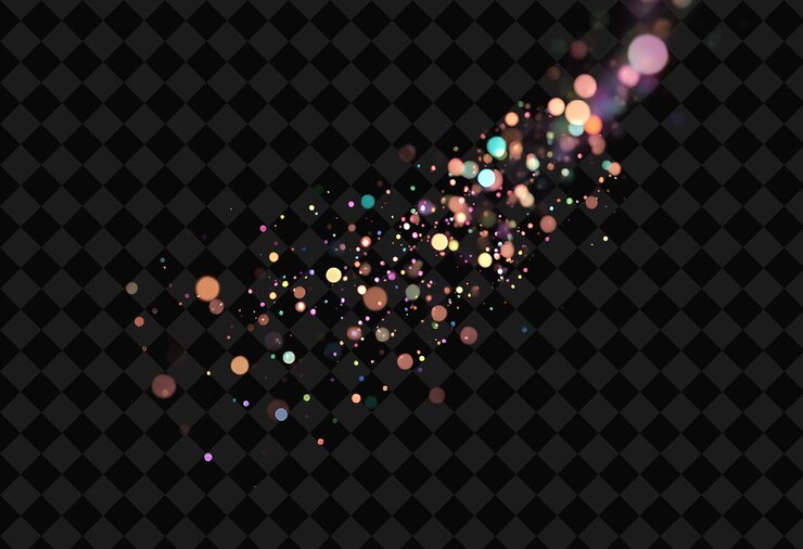 PSD shimmering meson motes delicate flecks of iridescent rainbow h y2k inspired neon background