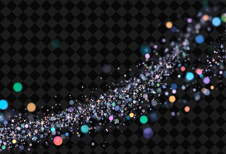 PSD shimmering meson motes delicate flecks of iridescent rainbow h y2k inspired neon background