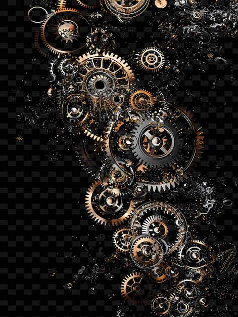 PSD shimmering metallic gears overlapping mechanical texture col y2k texture shape background decor art