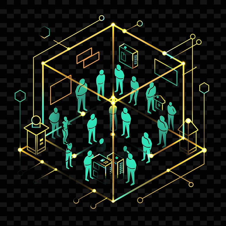 PSD shimmering neon score voting with members and signs landscap neon line art landscape background