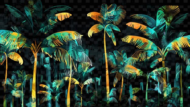 Shimmering palm trees swaying in a tropical breeze palm tree y2k texture shape background decor art