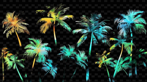 PSD palme scintillanti oscillanti in una brezza tropicale palme y2k texture shape background decor art