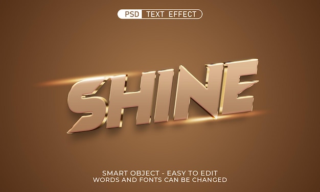 Shine 3d editable text effect premium psd with background