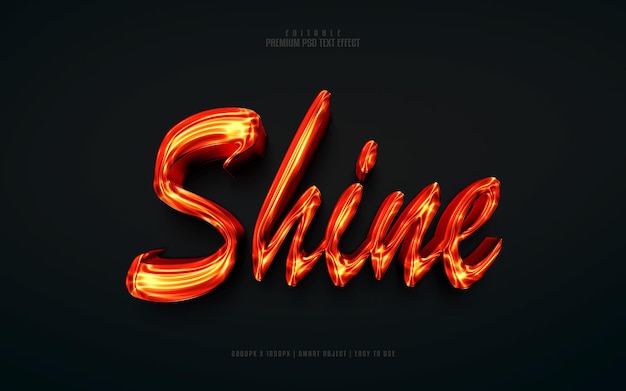 Shine 3d Edytowalny Efekt Tekstowy Premium Psd