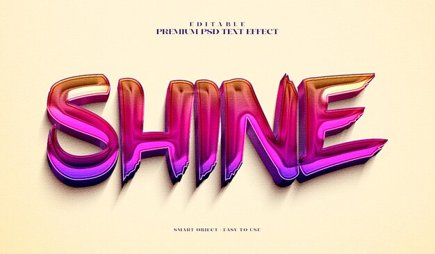 Shine editable premium psd 3d text effect