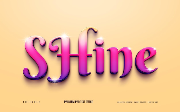 Shine editable premium psd 3d text effect