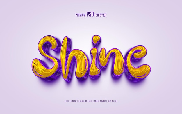 Shine edytowalny efekt tekstowy 3d psd premium