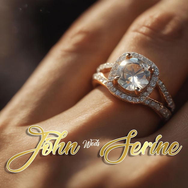 PSD brillante diamante anelli di nozze invito alla cerimonia foto di sfondo