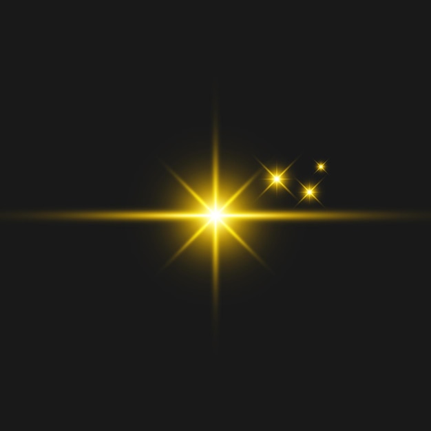輝く金色の星 照明の効果 輝きの輝き 爆発の金色の光