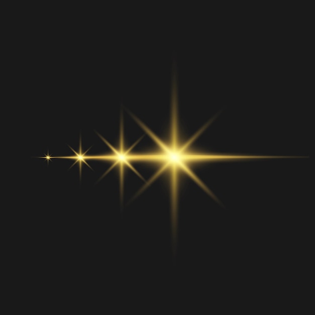 Shining golden stars light effects glare glitter explosion golden light