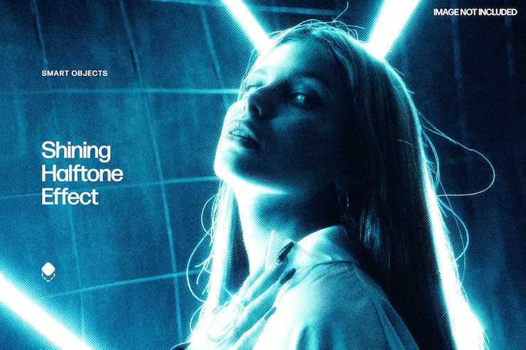 PSD shining halftone photo effect