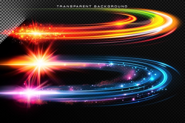 Shining lighting waves beam vfx special effect on transparent background