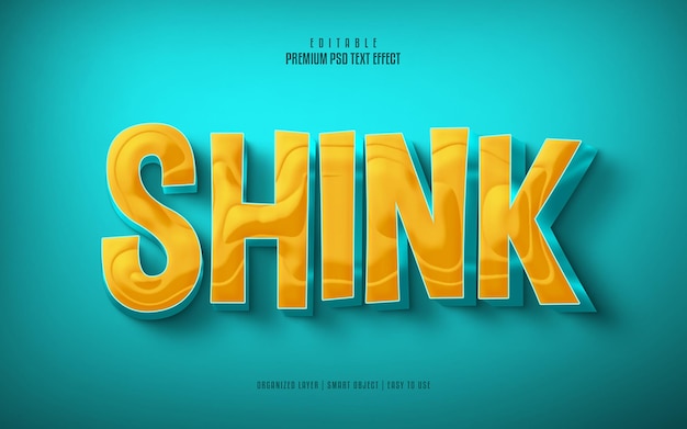 Shink 3d bewerkbaar premium psd-teksteffect