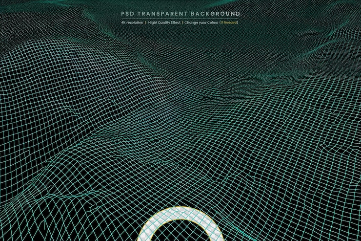 PSD shinny blue mesh pattern on transparent background