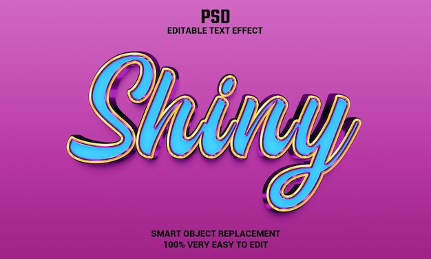 Shiny 3d editable text effect with background premium psd