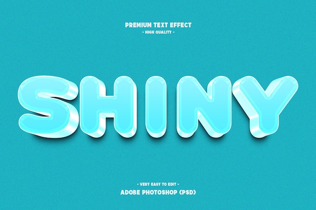 Shiny 3d text style effect, blue font alphabet