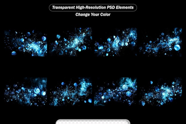 PSD shiny blue and white bubbles and sparks abstract holiday background